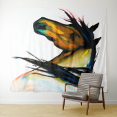 Wilde Pony | Waterverf Paarden Wandkleed (In Situ (horizontaal))