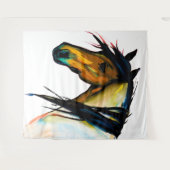 Wilde Pony | Waterverf Paarden Wandkleed (Voorkant (horizontaal))