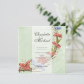 Wilde poppenkoppen voor de bruiloft van kornflower kaart (Staand voorkant)