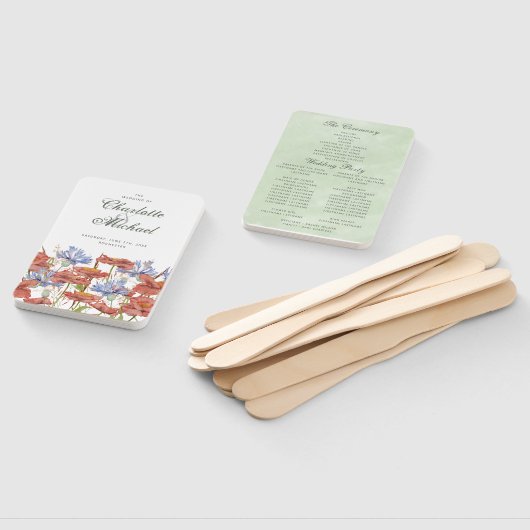 Wilde poppenkornbloem trouwprogramma handwaaier (Niet-gemonteerd)