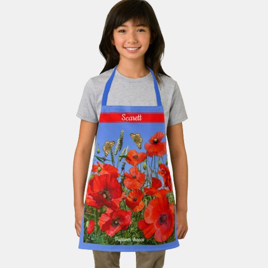 Wilde Poppy Field Custom Text Schort (Insitu)