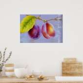 Wilde poster - Prunus domestica - platte druk (Keuken)
