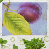 Wilde pruimen - Prunus domestica blauwe keukenhand Theedoek (Gevouwen)