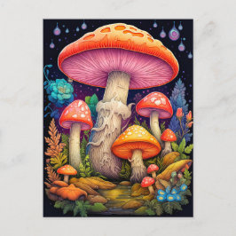 Wilde psychedelische paddenstoelen na middernacht briefkaart