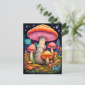 Wilde psychedelische paddenstoelen na middernacht briefkaart (Staand voorkant)
