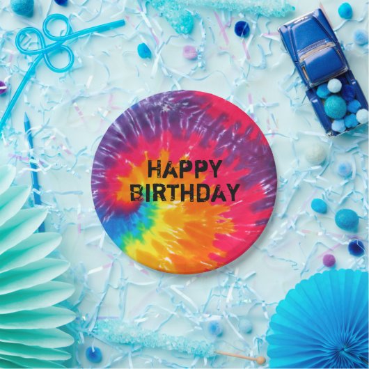 Wilde psychedelische stropdas kleurstof abstract p papieren bordje (Feest)