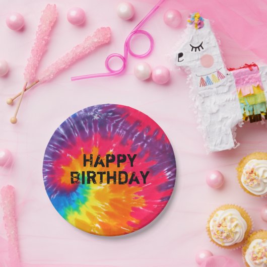 Wilde psychedelische stropdas kleurstof abstract p papieren bordje (Feest)