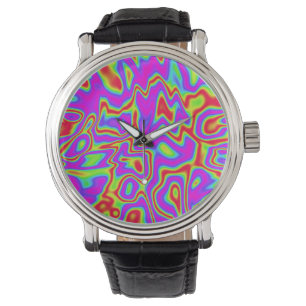 Wilde Psychedelische Vloeibare Kleuren Horloge