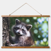Wilde Raccoon en Orbs op het bos Hangend Wandkleed (Voorkant)