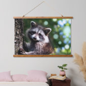 Wilde Raccoon en Orbs op het bos Hangend Wandkleed (Slaapkamer)