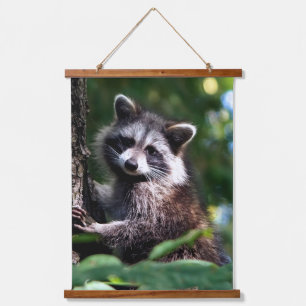 Wilde Raccoon op het bos Hangend Wandkleed
