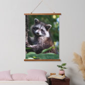 Wilde Raccoon op het bos Hangend Wandkleed (Slaapkamer)