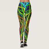 Wilde regenboogneon Leggings Geometrisch ontwerp (Achterkant)