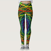Wilde regenboogneon Leggings Geometrisch ontwerp (Voorkant)