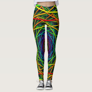 Wilde regenboogneon Leggings Geometrisch ontwerp