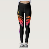 Wilde regenboogpalm Trepical Black Leggings (Voorkant)