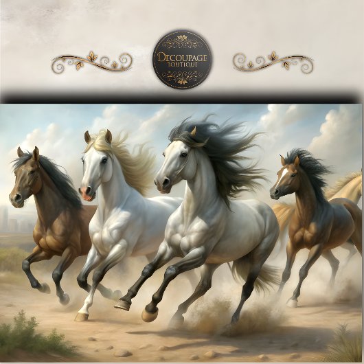 Wilde rennende paarden kudde decoupage tissuepapier