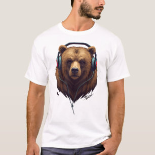 Wilde resonantie – Abstracte beer met koptelefoon T-shirt
