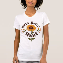 Wilde Retro Hart Zonnebloem Vintage 70s Bloemig T-shirt