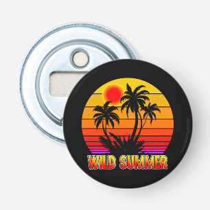 Wilde Retro Zomer Stemmingen met Palmboom Ontwerp Button Flesopener