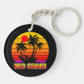 Wilde Retro Zomer Stemmingen met Palmboom Ontwerp Sleutelhanger (Achterkant)