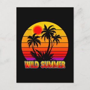 Wilde Retro Zomer Vibes met Palmboom Ontwerp Briefkaart