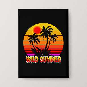 Wilde Retro Zomer Vibes met Palmboom Ontwerp Button
