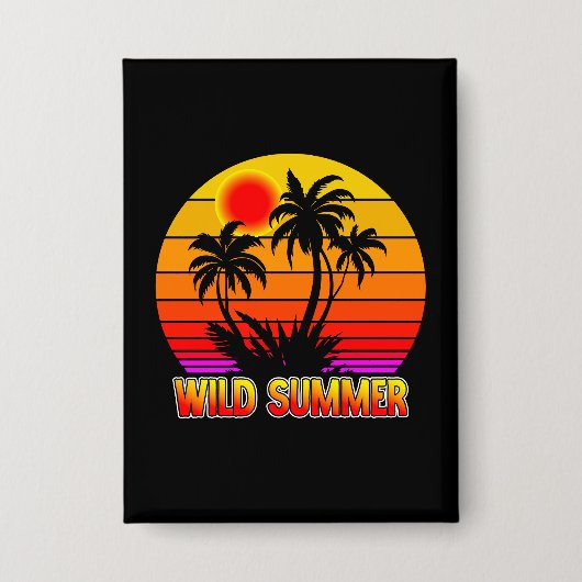 Wilde Retro Zomer Vibes met Palmboom Ontwerp Button (Voorkant)