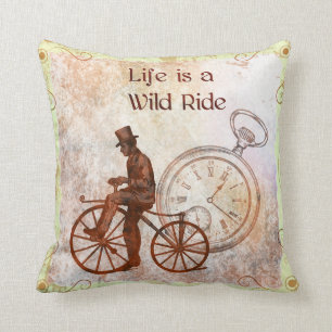 Wilde Ride Steampunk Bicycle Collage Kussen