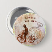  Wilde Ride Steampunk Bicycle Collage Ronde Button 7,6 Cm (Voorkant /achterkant)