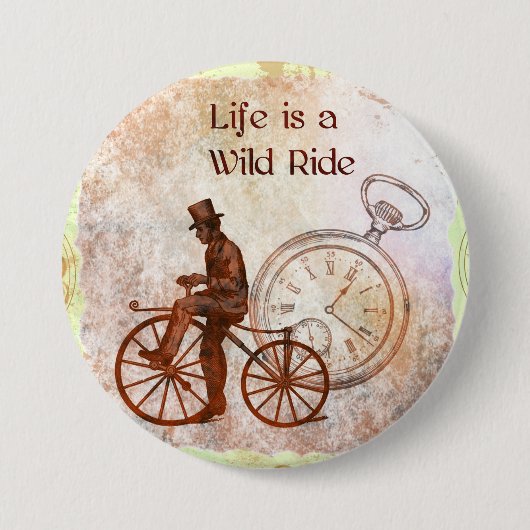  Wilde Ride Steampunk Bicycle Collage Ronde Button 7,6 Cm (Voorkant)