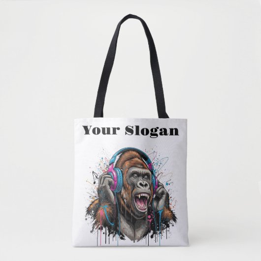 Wilde ritmes: ontwerp je gepersonaliseerde gorilla tote bag (Voorkant)