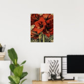wilde rode amaryllisbloemen poster (Thuiskantoor)