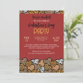 Wilde rode dierprint hart Galentine's Day-feest Kaart (Staand voorkant)