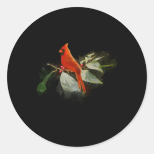Wilde rode kardinale vogel ronde sticker