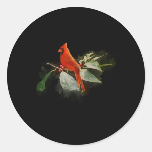Wilde rode kardinale vogel ronde sticker (Voorkant)
