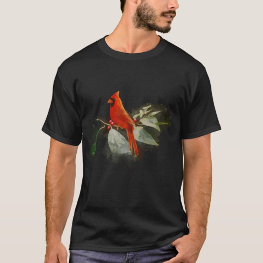 Wilde rode kardinale vogel t-shirt (Voorkant)
