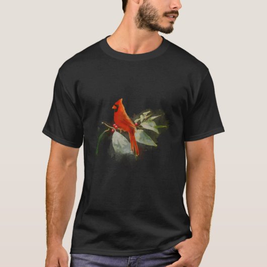 Wilde rode kardinale vogel t-shirt (Voorkant)