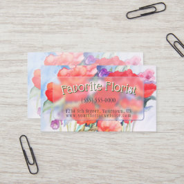 Wilde Rode Klaprozen Aquarel Visitekaartje