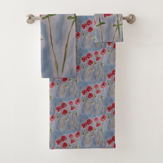 Wilde Rode Klaprozen Handdoekenset Bad Handdoek (Insitu)