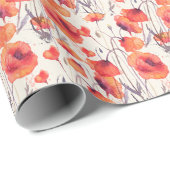 Wilde rode klaprozen, waterverf cadeaupapier (Rol Hoek)