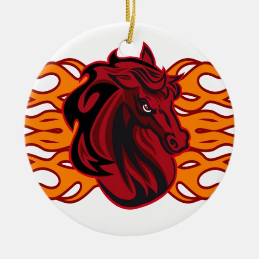 Wilde rode mosterang keramisch ornament (Voorkant)