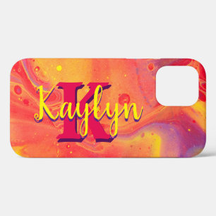 Wilde rode Paarse acrylstroomkunst Case-Mate iPhone Case