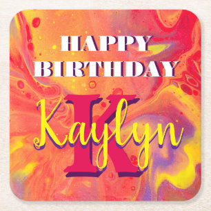 Wilde rode Paarse acrylstroomkunst Kartonnen Onderzetters