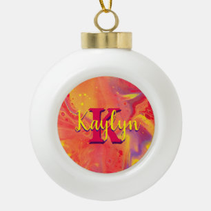 Wilde rode Paarse acrylstroomkunst Keramische Bal Ornament