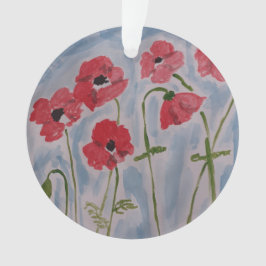 Wilde rode papaver Acrylafbraak Ornament