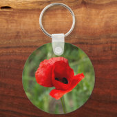 Wilde rode papaverbloem sleutelhanger (Voorkant)