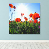 Wilde rode papavers bloemen canvas afdruk (Insitu (Houten vloer))