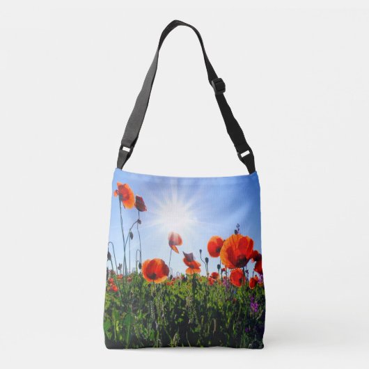 Wilde rode papavers bloemen crossbody tas (Achterkant)