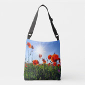 Wilde rode papavers bloemen crossbody tas (Voorkant)